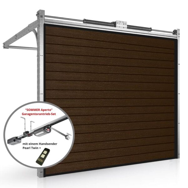 Sektionaltor schmale Sicke mit Woodgrain Oberfläche